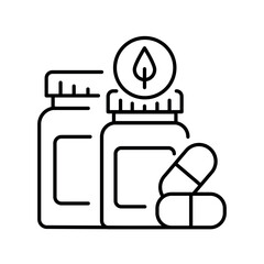 supplements stack  black line icon for digital and print projects.