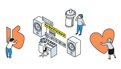 録音と音楽編集、ファンのイラスト