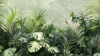 Lush tropical foliage creates a vibrant, verdant backdrop.