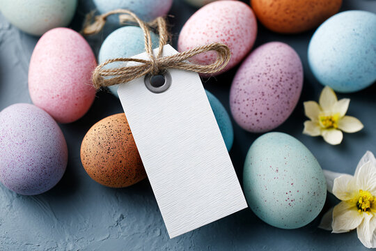 Blank White Tag with Tie for Labeling and Personalization, Easter, Egg, Blank White Tag