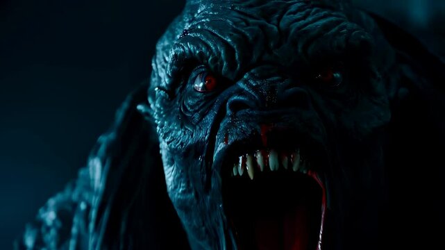 Creepy monster unleashed: horror screamer jumpscare with nightmarish demon transformation