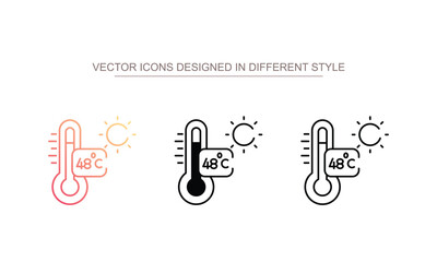 48 Degree Celsius icon design with white background stock illustration