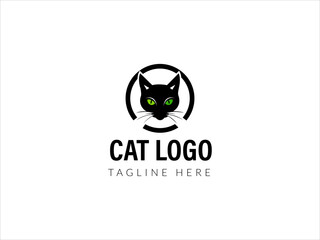 A minimalist logo featuring a white cat's head in a black circle.
