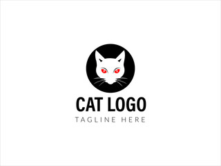 A minimalist logo featuring a white cat's head in a black circle.