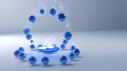 Blue sphere emitting a large amount of smoke creating an artistic representation of content and mission flame