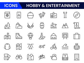Hobby and Entertainment linear icon collection. Hobby, and Entertainment icons. Thin line icons collection. Vector illustration