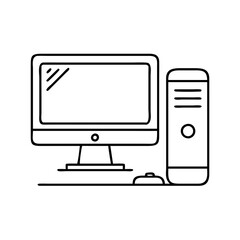 desktop computer icon, desktop computer vector illustration-simple illustration of desktop computer, perfect for desktop computer logos and icons