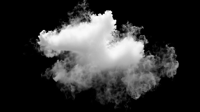 White cloud animated overlay, transparent 4K video, alpha channel, ProRes 4444