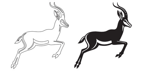 Majestic gazelle silhouette vector – sleek design for wildlife, outdoor, and nature-focused projects – gazelle silhouette – gazelle vector – gazelle illustration – gazelle outline – gazelle line art

