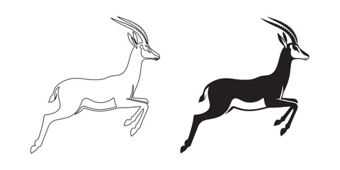 Elegant gazelle silhouette design – clean and bold vector art for rustic and nature-inspired content – gazelle silhouette – gazelle vector – gazelle illustration – gazelle outline – gazelle icon

