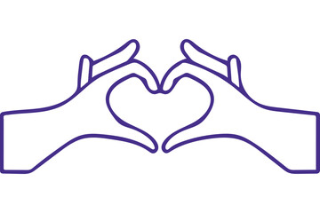 Obraz premium Hands Forming Heart: Symbol of Love and Connection, A Minimalist Line Art Illustration Conveying Affection and Unity.