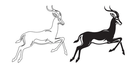 Artistic gazelle vector silhouette – simple and elegant design for wildlife and nature projects – gazelle silhouette – gazelle vector – gazelle illustration – minimalist gazelle outline – gazelle icon