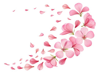 Beautiful pink geranium flowers gracefully scatter their delicate petals, creating serene and enchanting atmosphere