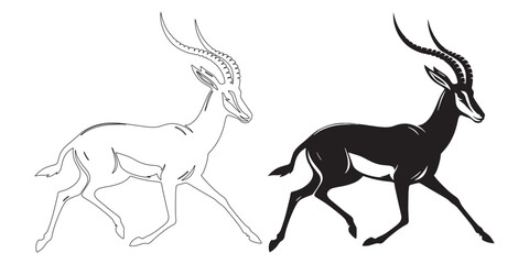 Majestic gazelle silhouette – perfect for outdoor, wildlife, and nature branding – gazelle silhouette – gazelle vector – gazelle illustration – minimalist gazelle outline – gazelle line art


