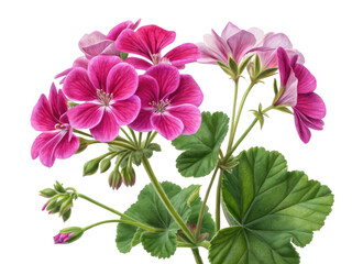 Obraz premium Beautiful geranium flowers bloom vibrantly showcasing their delicate petals and lush green leaves creating stunning natural display