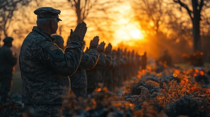 Silhouettes people sunrise event
