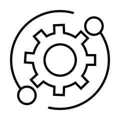 settings icon vector for any purposes, Simple Gear Icon Mechanical Cogwheel Symbol in Minimal Line Style