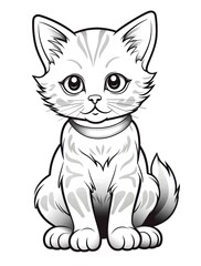 Fototapeta premium Cute standing Kitty drawing coloring page