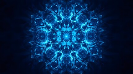Mesmerizing Radial Fractal Artwork with Glowing Blue Circular Symmetry