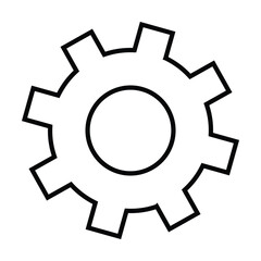 settings icon vector for any purposes, Simple Gear Icon Mechanical Cogwheel Symbol in Minimal Line Style