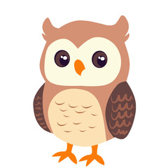 Adorable cartoon owl standing calmly with wide eyes. Ideal for kids’ projects, animal-themed illustrations, and educational or bedtime story designs.