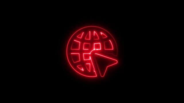 "Glowing Neon Click Icon &ndash; Futuristic UI Button with Light Effect"