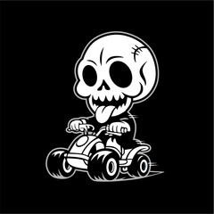 atv rider cartoon character ready for t shirt, sticker, mascot designs