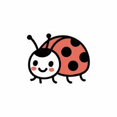 Obraz premium Cute ladybug happy cartoon drawing against white background