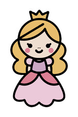 Fototapeta premium Cartoon princess smiles pleasantly on transparent background