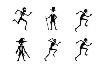 Skeleton silhouette vector bundle  illustration