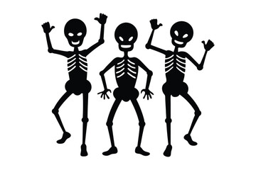 Skeleton silhouette vector bundle  illustration