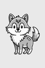 Fototapeta premium Cute wolf pup standing cutely against a light gray background