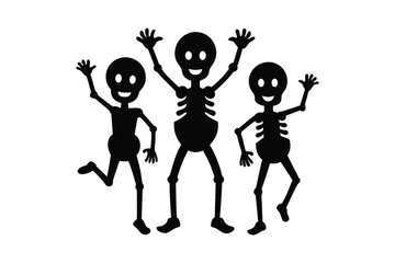 Skeleton silhouette vector bundle  illustration