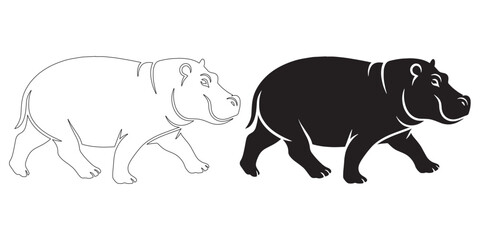 Creative hippopotamus vector silhouette – clean design for wildlife and nature-themed content – hippopotamus silhouette – hippo silhouette – hippopotamus vector – hippo outline

