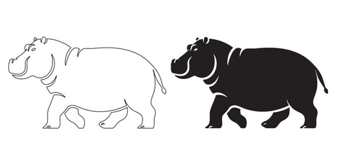Majestic hippo silhouette – modern vector for nature and wildlife branding – hippopotamus silhouette – hippo silhouette – hippopotamus vector – hippo line art

