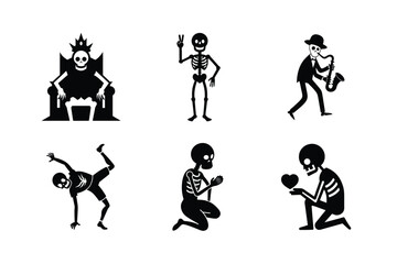 Skeleton silhouette vector bundle  illustration