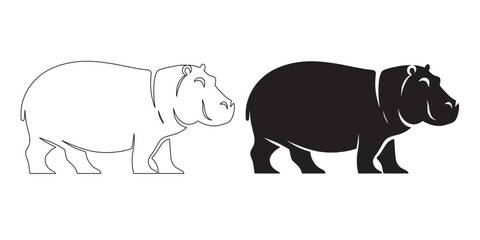 Artistic hippopotamus vector – sleek hippo silhouette for logos and digital designs – hippopotamus silhouette – hippo silhouette – hippopotamus vector – hippo line art

