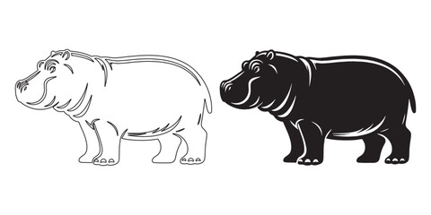 Simple hippopotamus silhouette – hippo vector design for modern wildlife branding – hippopotamus silhouette – hippo silhouette – hippopotamus vector – hippo outline

