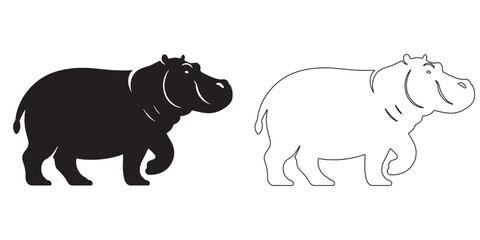 Powerful hippo silhouette – minimalist vector design for rustic and nature branding – hippopotamus silhouette – hippo silhouette – hippopotamus vector – hippo outline

