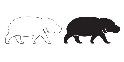 Clean hippopotamus silhouette – simple hippo vector design for nature logos – hippopotamus silhouette – hippo silhouette – hippopotamus vector – hippo line art

