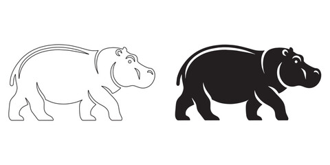Elegant hippo silhouette – sleek vector design for wildlife and adventure logos – hippopotamus silhouette – hippo silhouette – hippopotamus vector – hippo line art

