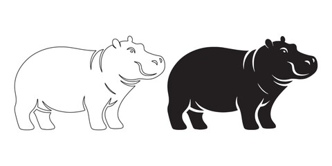 Majestic hippo silhouette vector – bold design for wildlife and adventure projects – hippopotamus silhouette – hippo silhouette – hippopotamus vector – hippo line art


