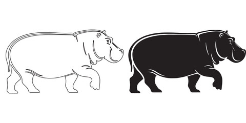 Simple hippo silhouette – bold vector for wildlife and eco branding – hippopotamus silhouette – hippo silhouette – hippopotamus vector – hippo line art

