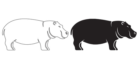 Sleek hippo silhouette vector – clean design for outdoor and wildlife projects – hippopotamus silhouette – hippo silhouette – hippopotamus vector – hippo line art

