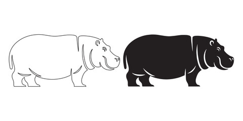 Elegant hippopotamus silhouette – modern hippo vector design for nature projects – hippopotamus silhouette – hippo silhouette – hippopotamus vector – hippo outline

