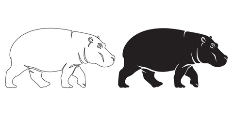 Bold hippopotamus silhouette – hippo vector for wildlife and nature branding – hippopotamus silhouette – hippo silhouette – hippopotamus vector – hippo outline

