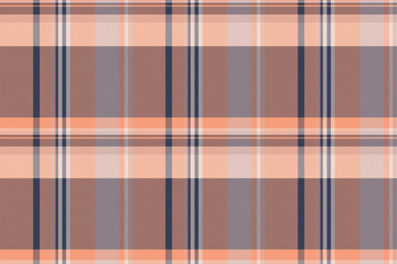 Primary textile fabric vector, decor check pattern texture. Hispanic tartan seamless plaid background in blue and orange colors.
