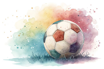 Fototapeta premium Soccer ball 3d rendering illustration, effect background Beautiful watercolor spread, isolated on transparent background- generated by ai