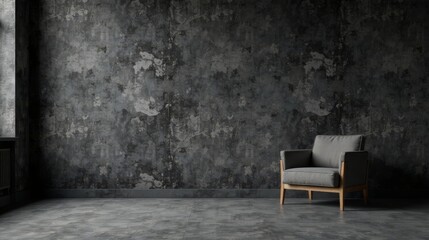 A Modern Armchair in a Room with a Textured Dark Gray Wall