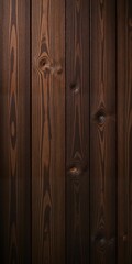 Fototapeta premium A wooden wall with vertical planks, dark brown wooden background